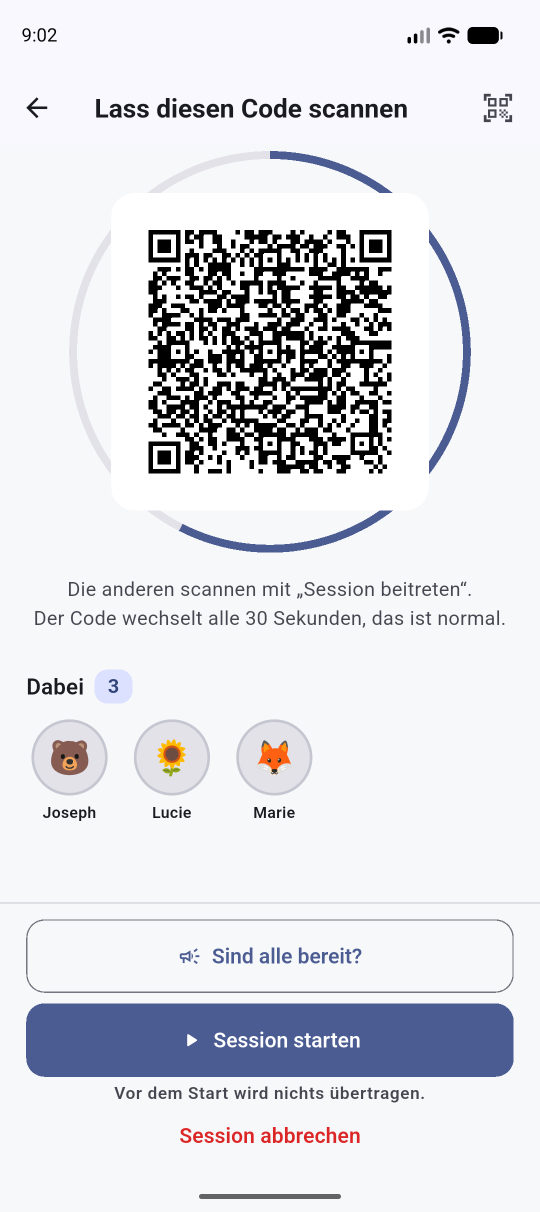 Der Code, den die anderen scannen, direkt vor Ort.