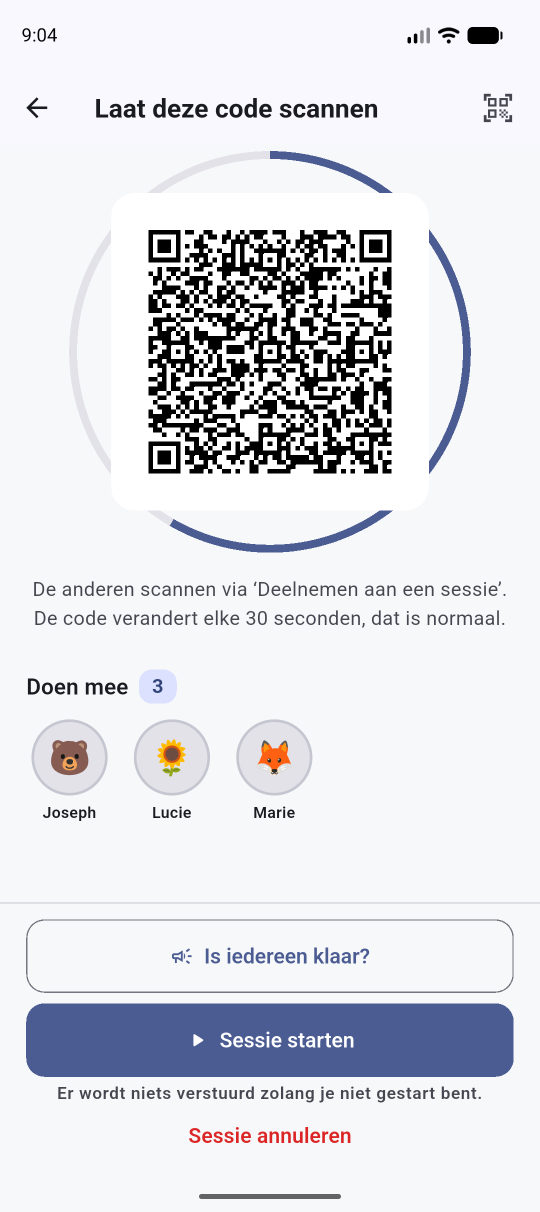 De code die de anderen scannen, van dichtbij.